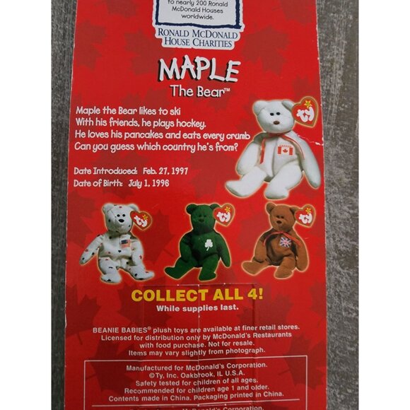 Ty Beanie Babies Maple & Glory The Bear McDonalds Collectible Set - Picture 6 of 11
